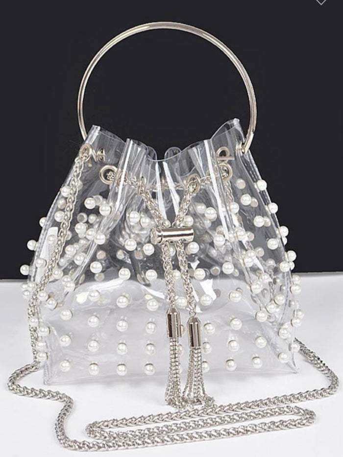 Clear Pearl Stud Bucket Bag