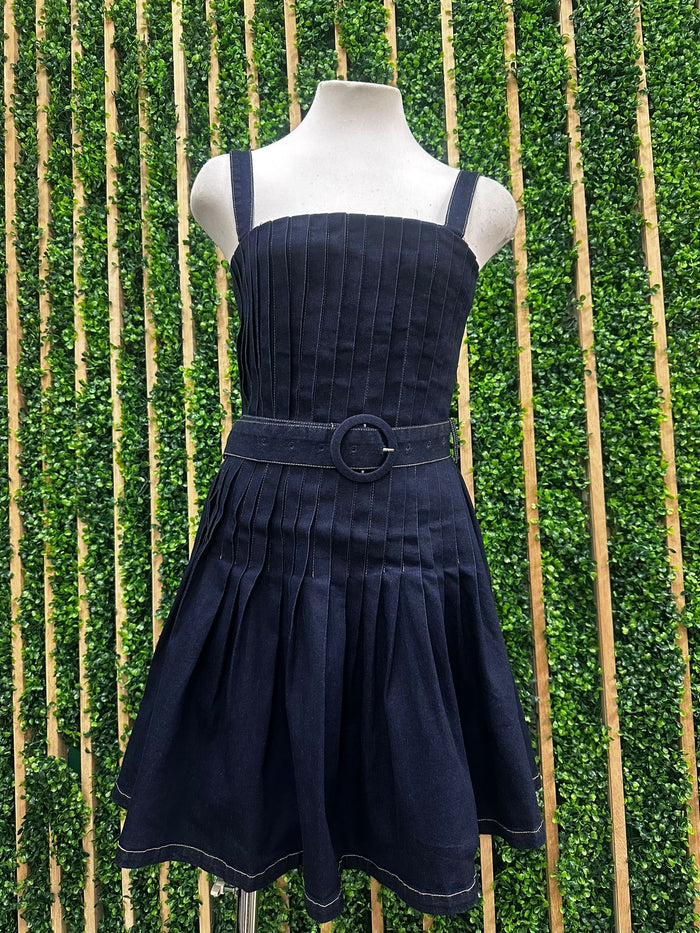 Beautiful Square Neck Stretchy Denim Sleeveless Denim Mini Dress