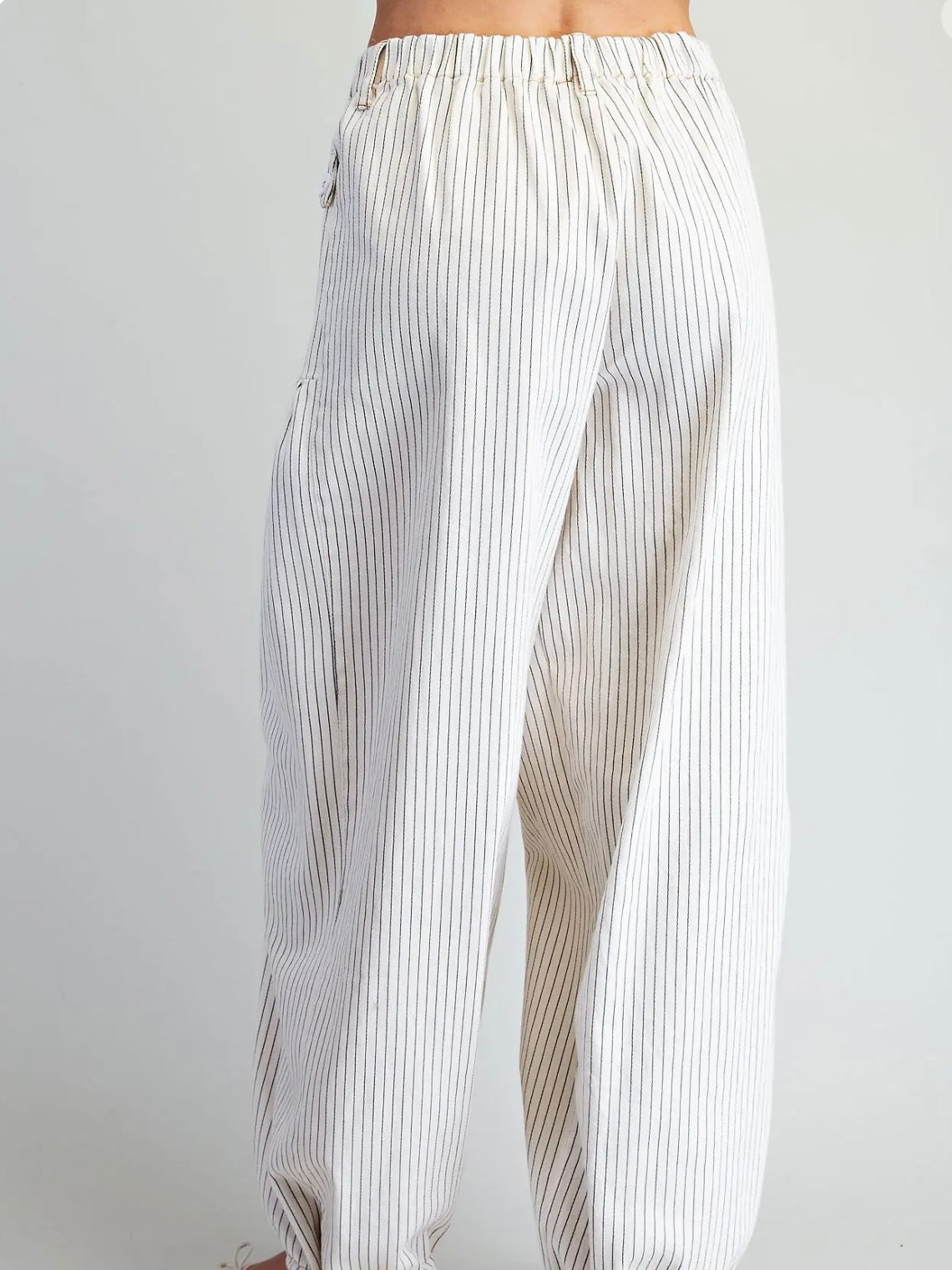 Oatmeal Pinstriped Cuffed Pants