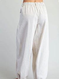 Oatmeal Pinstriped Cuffed Pants