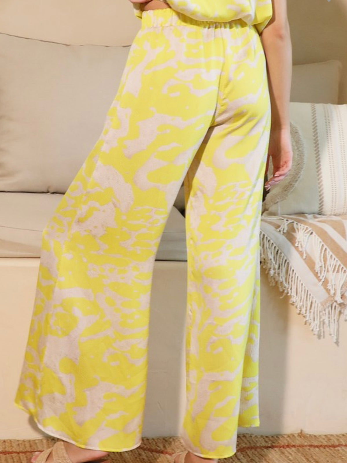 Yellow Ocean Waves Wide Leg Pant