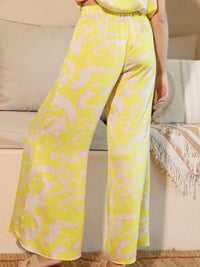 Yellow Ocean Waves Wide Leg Pant