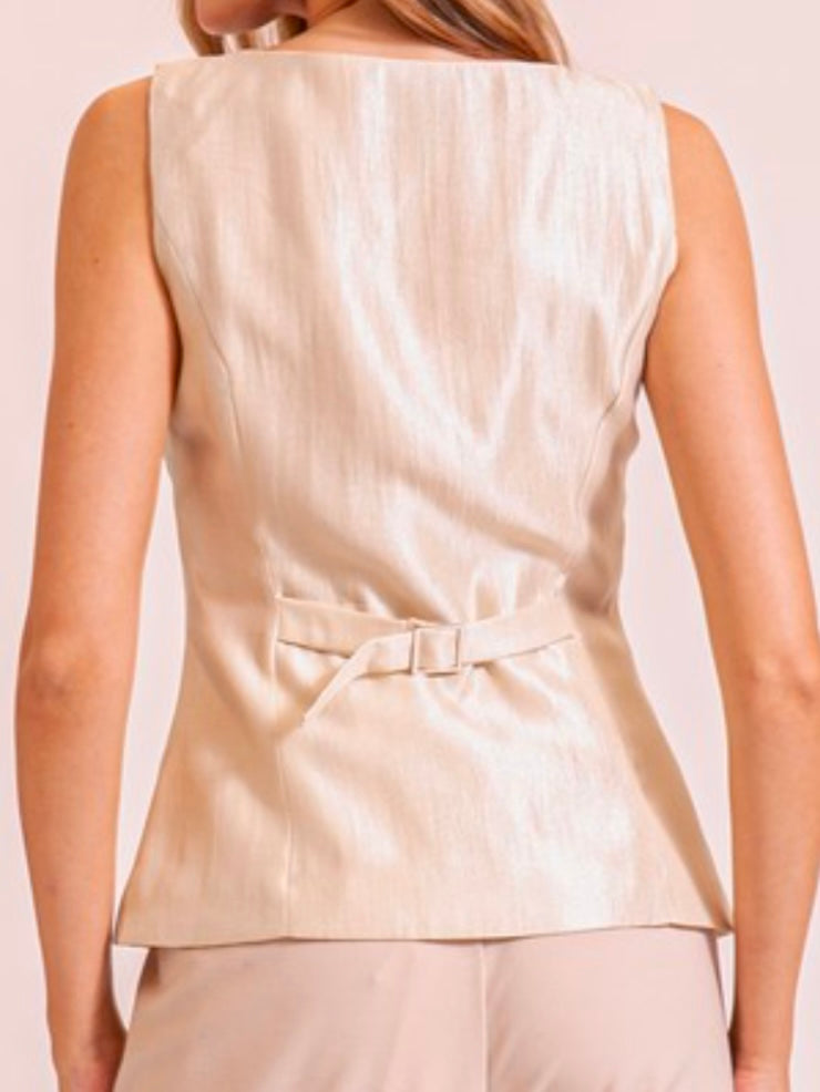 Square Neck Button Down Vest