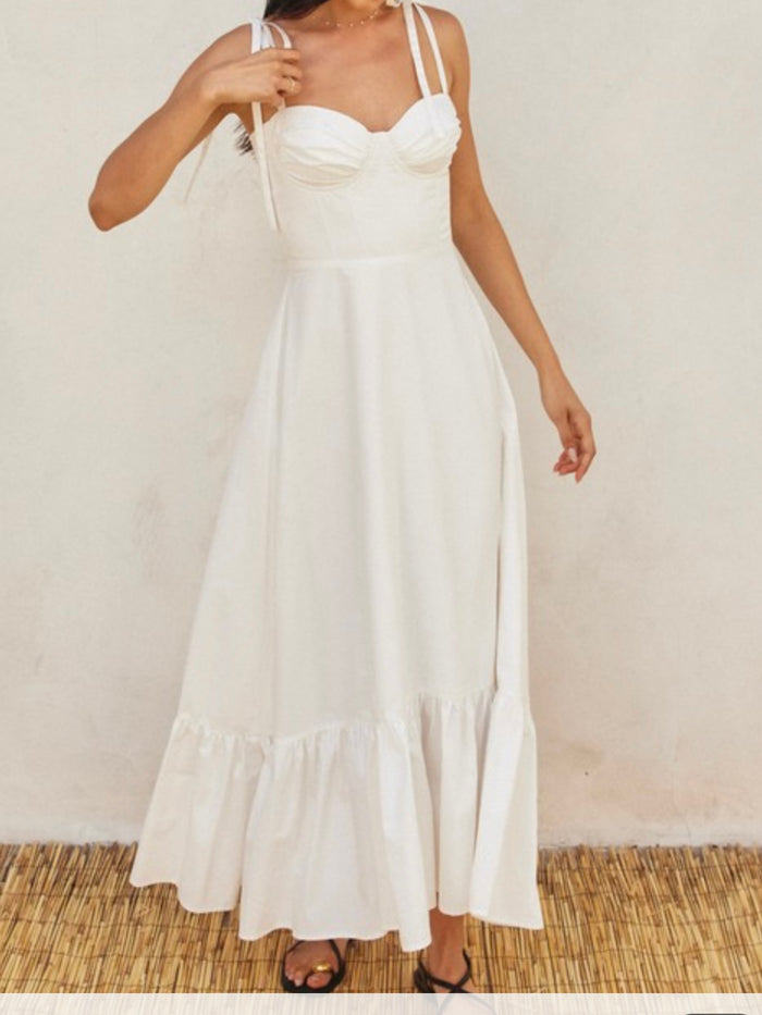 Shoulder TIe Bustier Maxi Dress