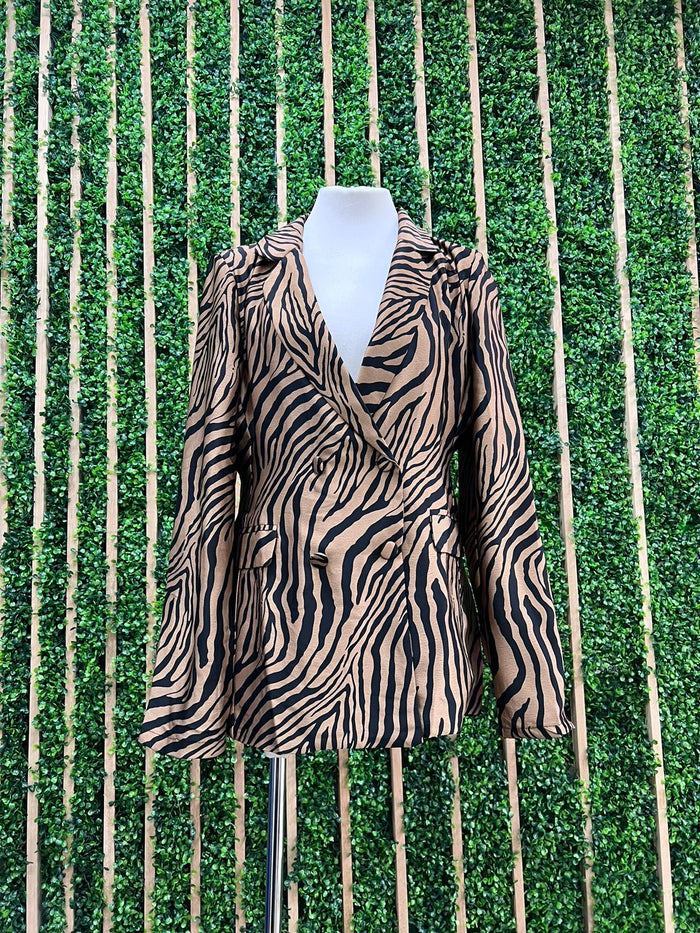 Brown Zebra Collared Blazer