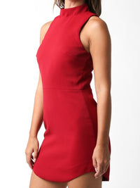 Scarlet High Neck Curve Hem Short Dress