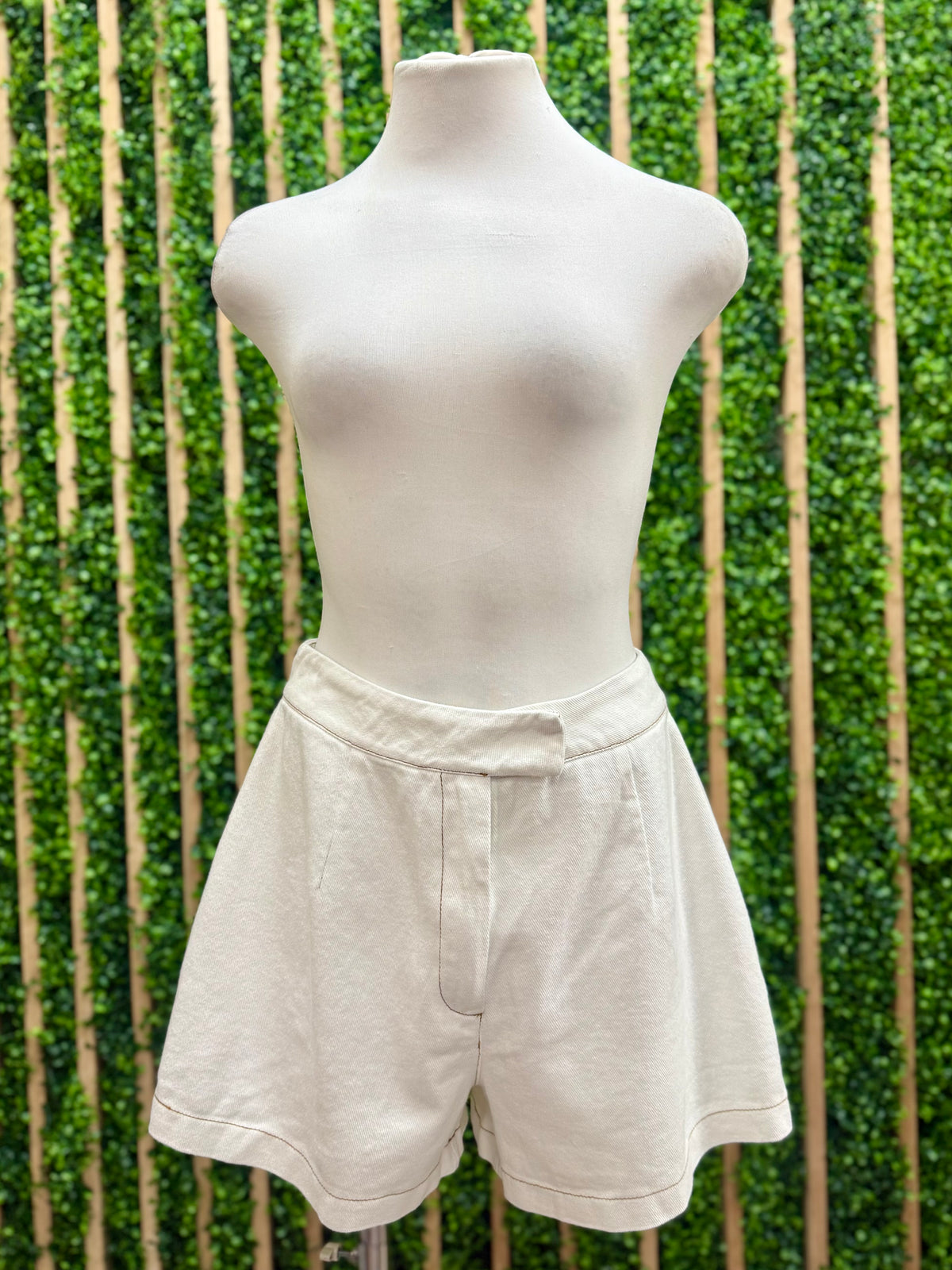 Ivory Tailored Structured High-Waist Shorts