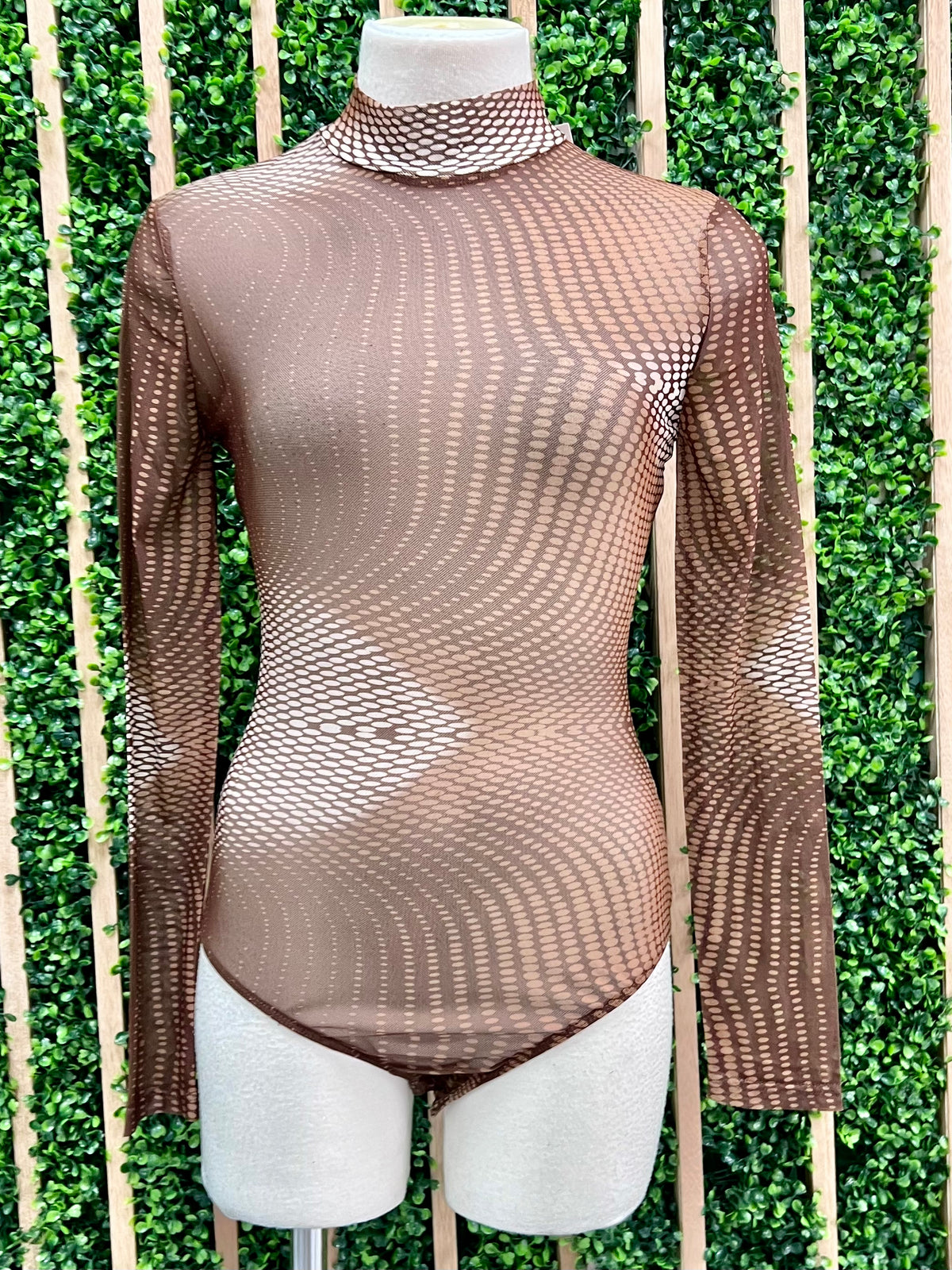 Brown Multi Mesh Bodysuit