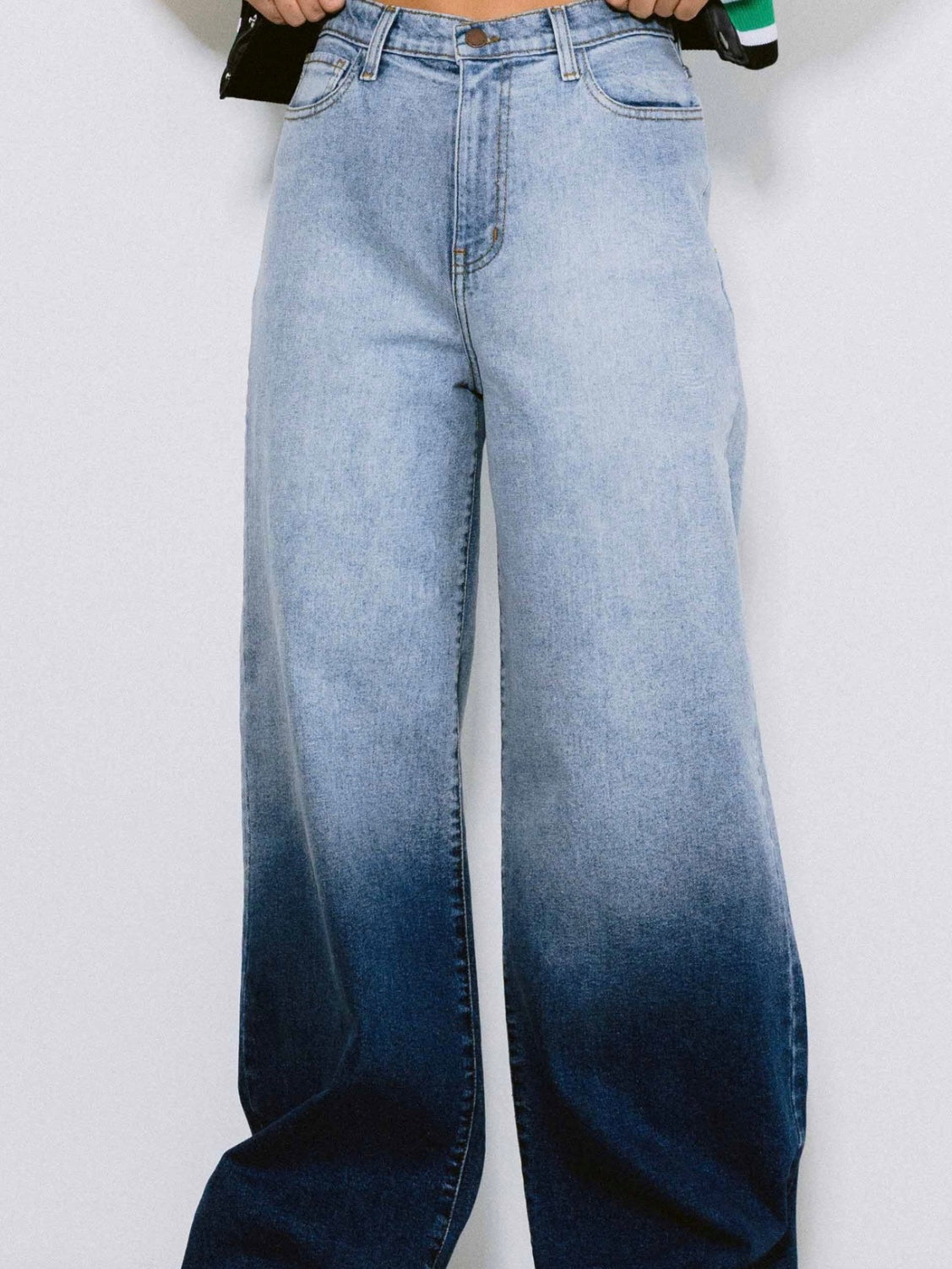 Denim Ombre High Waist Wide Leg Pant