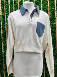 Off White Denim Details Sweater