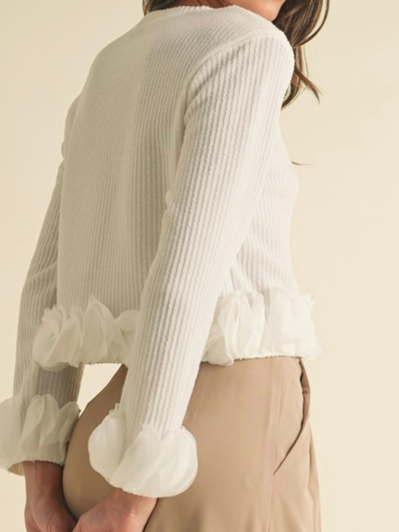 Elegant Circle Trim Sweater Blouse