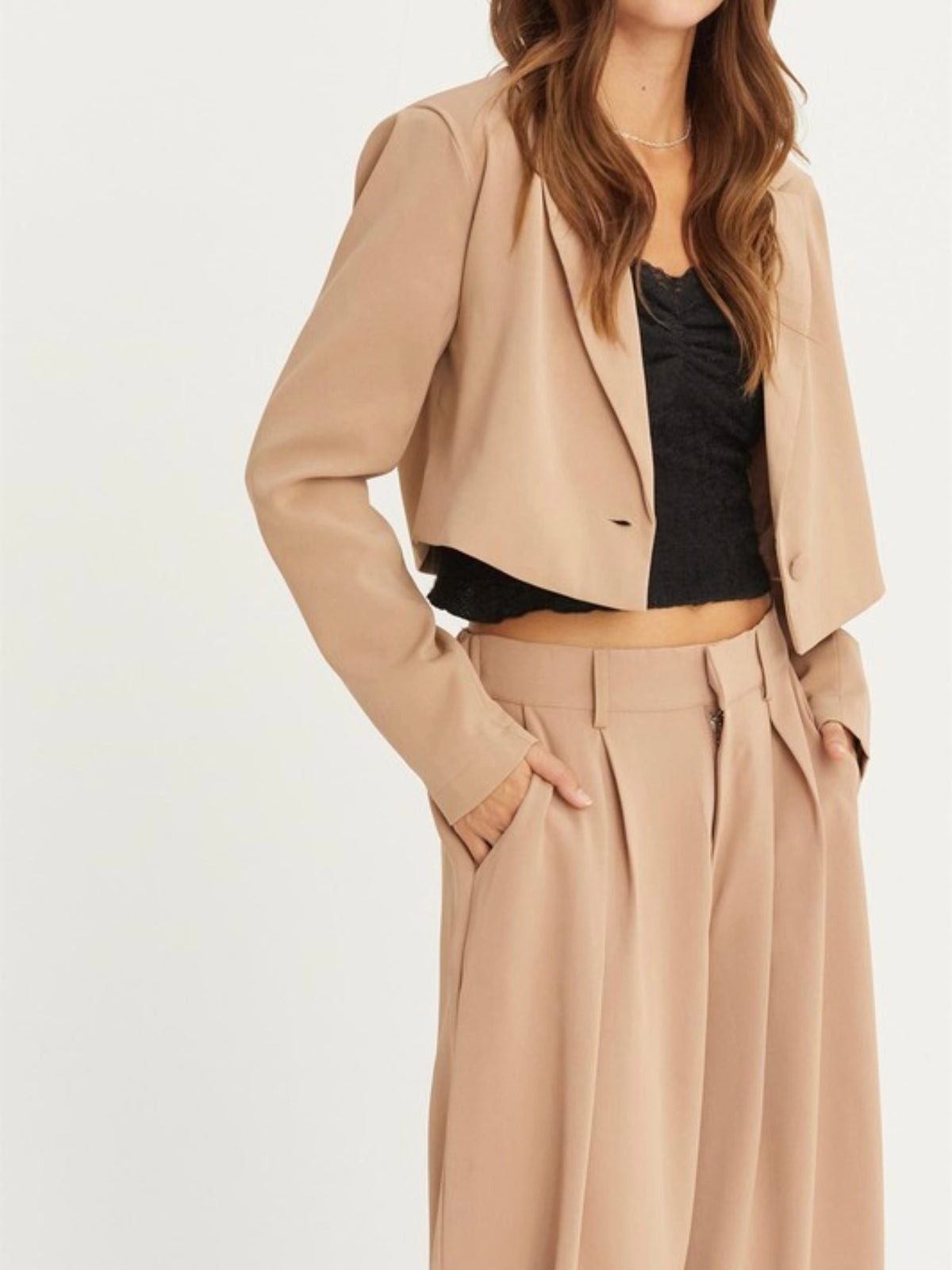 Front Button Crop Blazer