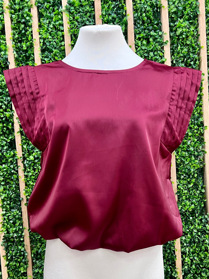 Pleat Detail Satin Crop Blouse