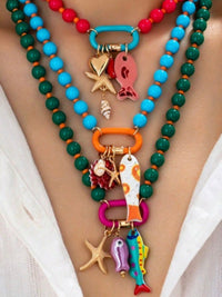 Coastal Charm Beaded Carabiner Detailed Necklace