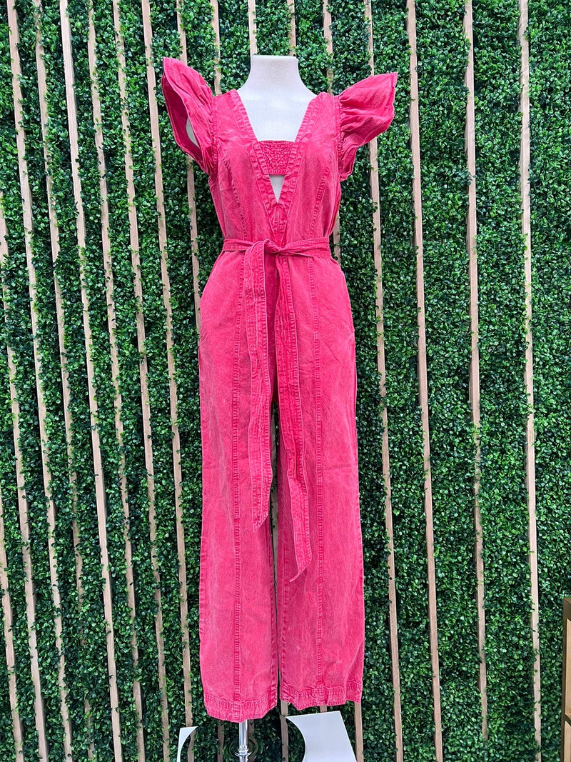 Exquisite Red Ruffle Jumpsuit