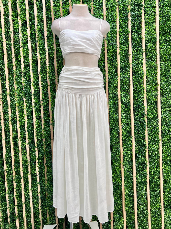 Exquisite Pleated Detail Maxi Skirt Set