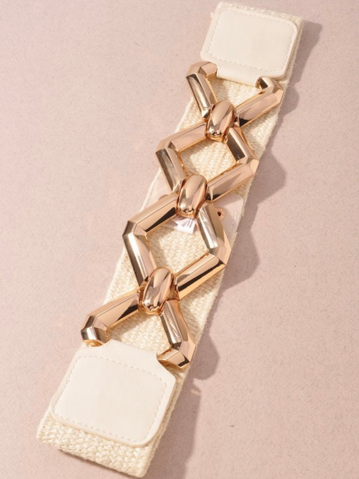 Geometric Diamond Links Straw Elastic Belt