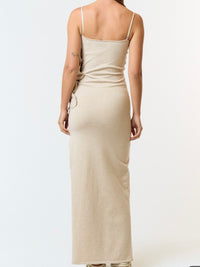 Flower Detail Fitted Knit Maxi Dress