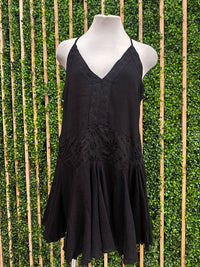 Eyelet Lace V Neck Short Dress
