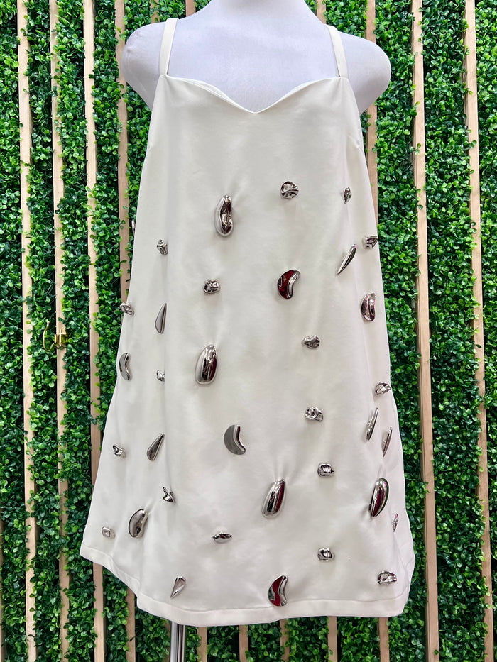 Cream Design Studs Cami Dress