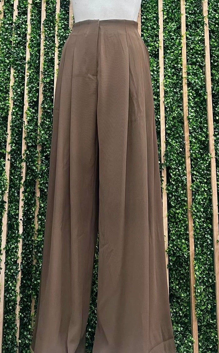Mocha High Waist Pleated Pants