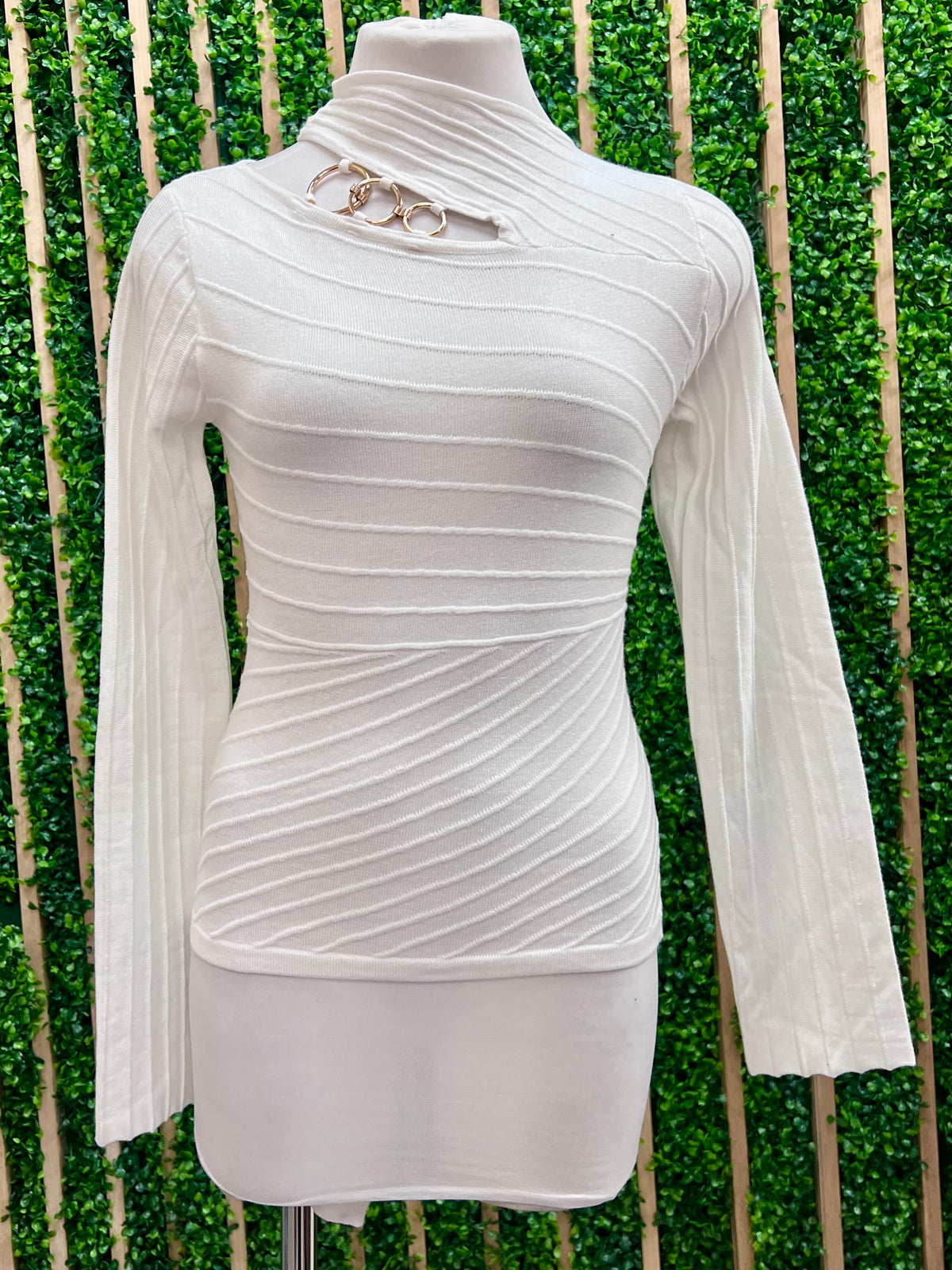 Cutout Ring Detail Knit Sweater