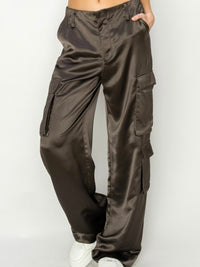 Satin Effect Cargo Pants