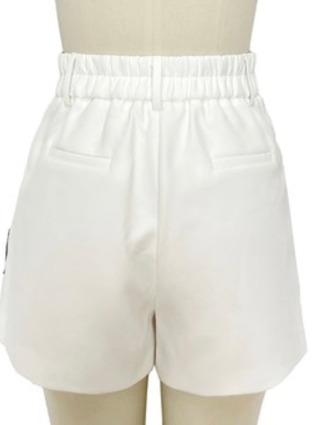 White Cartoon Graphic Shorts