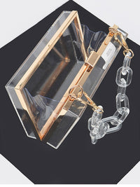 Clear Chain Hard Case Crossbody Clutch