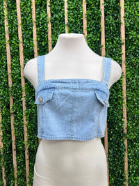 Light Denim Tank Crop Top