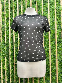 Short Sleeve Mesh Polka Dot Top