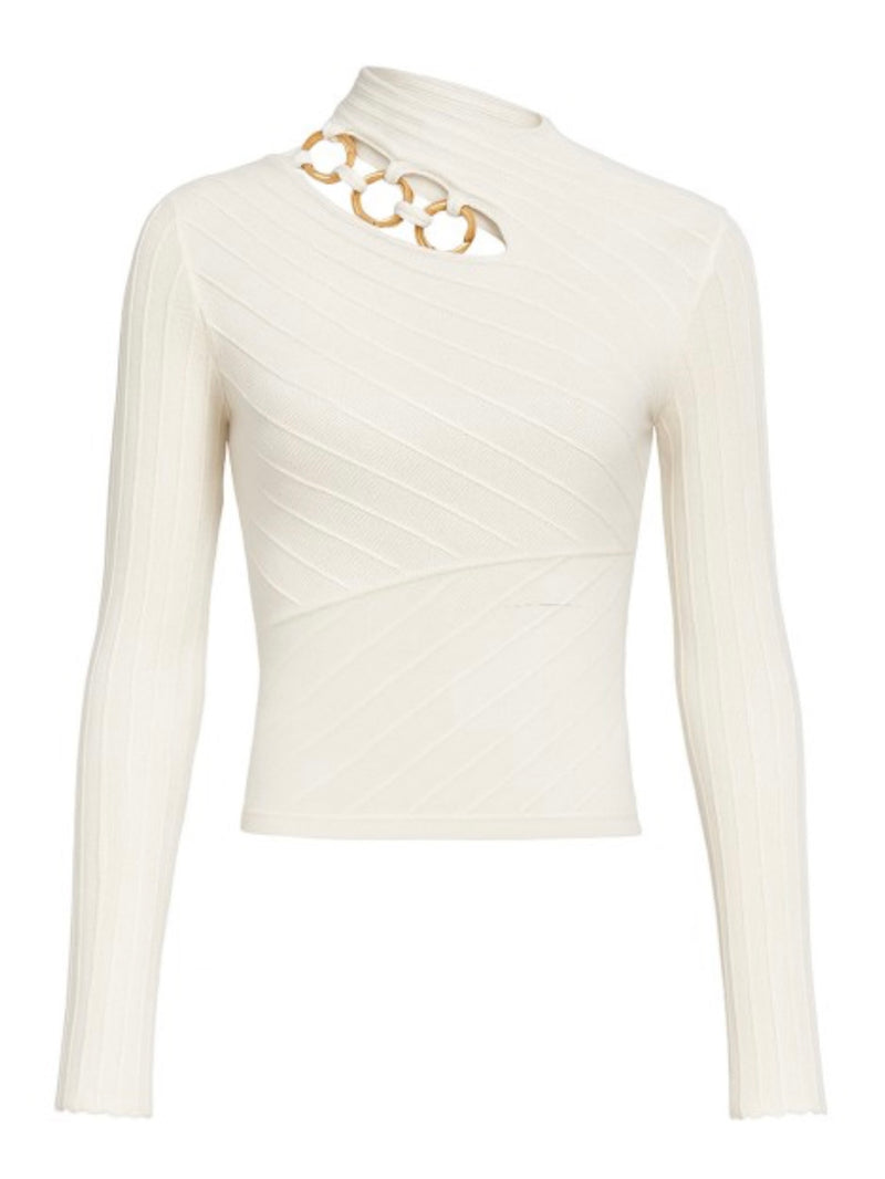 Cutout Ring Detail Knit Sweater
