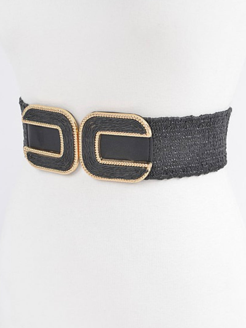 Double C Buckle Raffia Belt