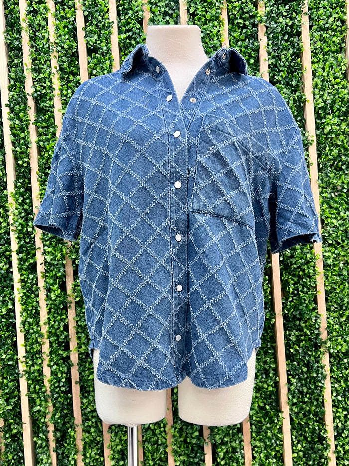 Textured Denim Blouse