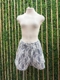 Lace Overlay Denim Shorts