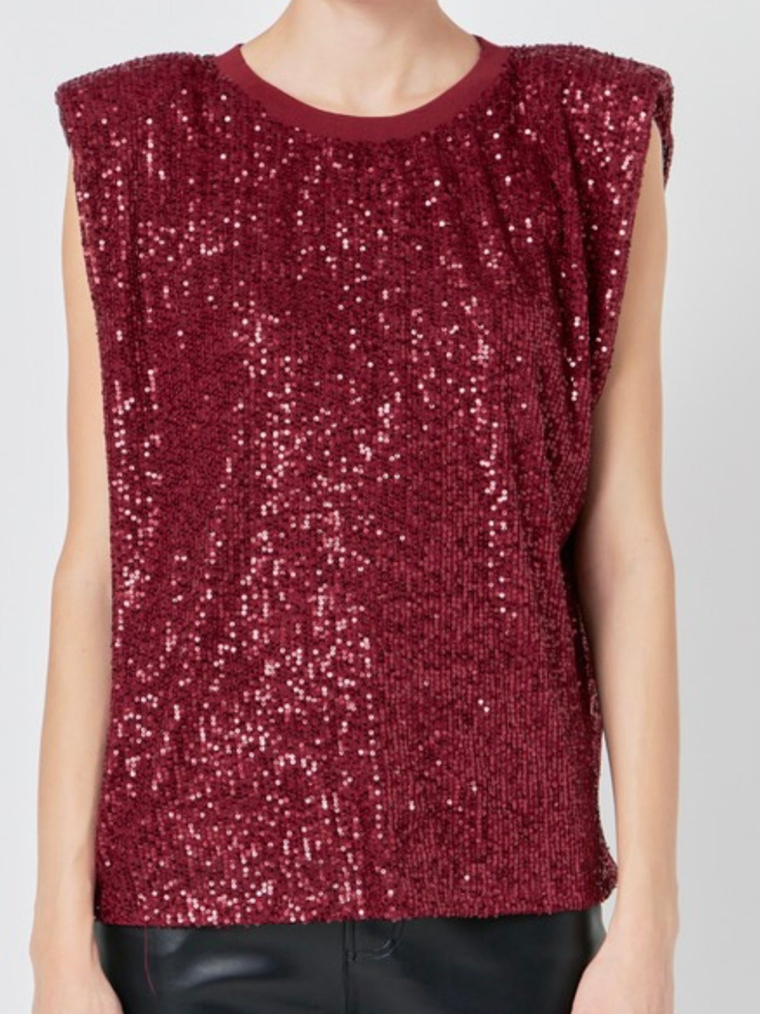 Sequin Shoulder Pad Top