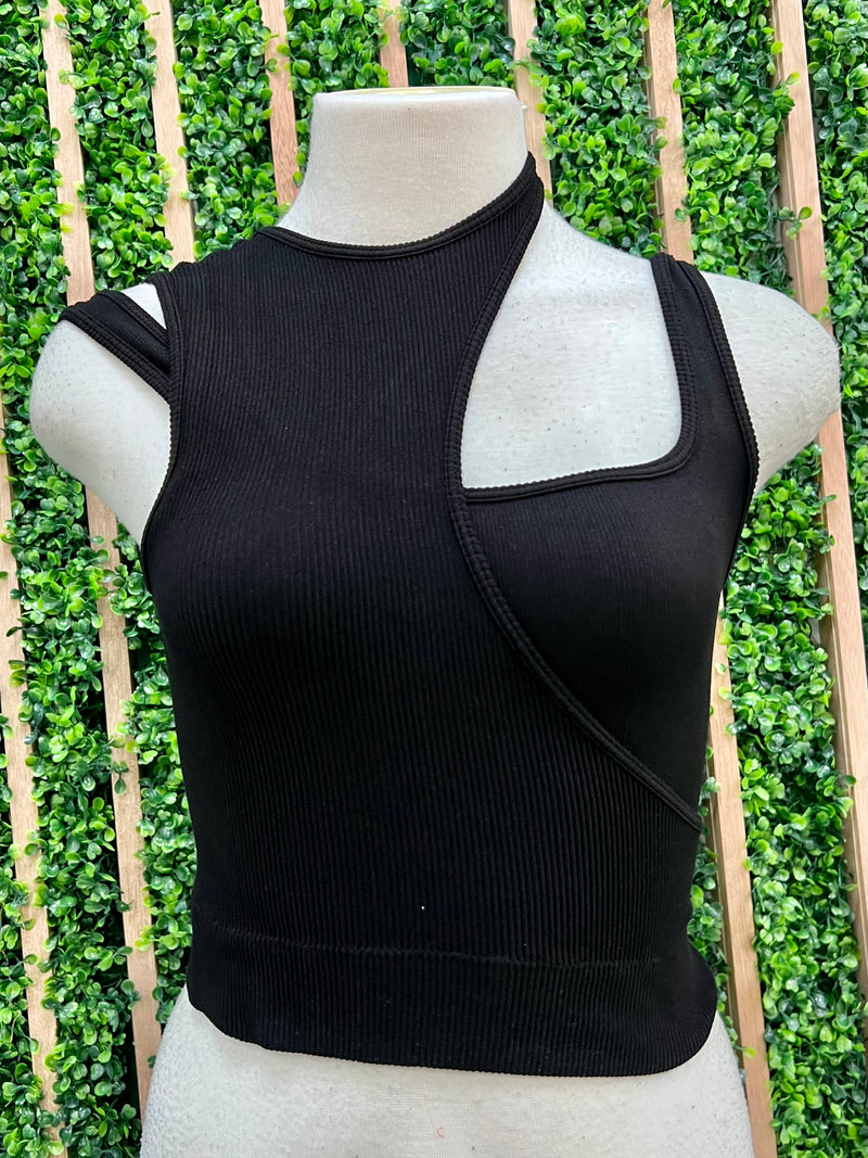 Double Layer Cutout Sleeveless Basic