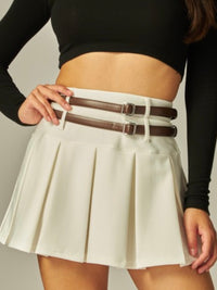 Double Belted Pleated Skort