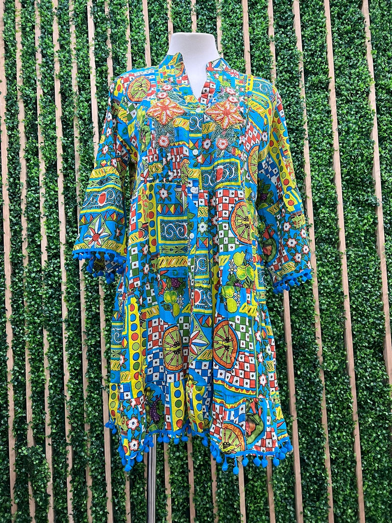 Italy Print Mix Short Dress
