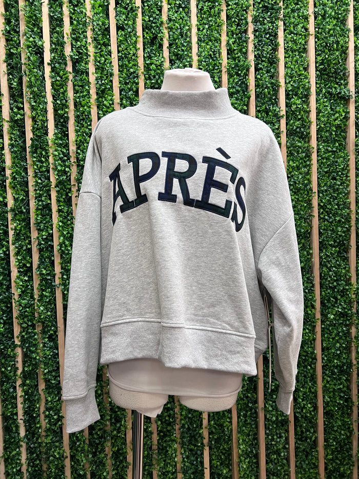 Apres Heather Grey Oversized Mock Neck Sweater