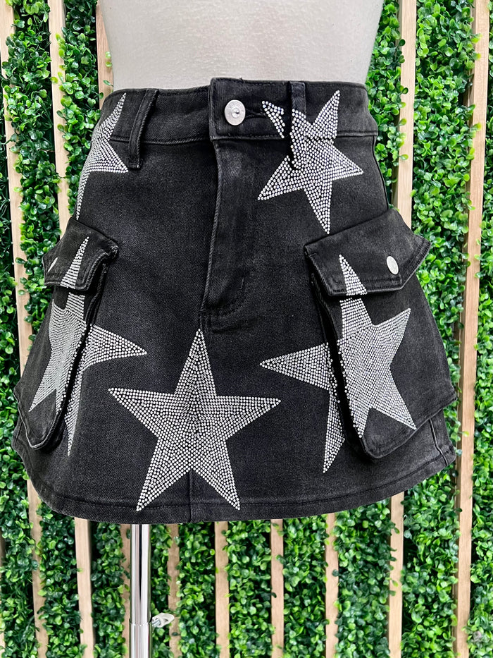 Rhinestone Star Cargo Skirt