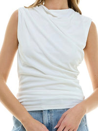 Dressy Fitted Draped NEck Blouse