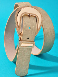 Textured Metallic Western Buckle Belt