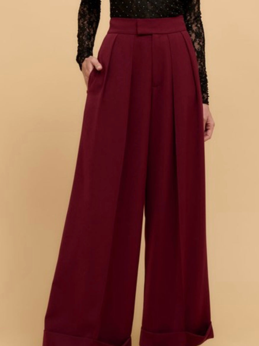 Burgundy Wide Leg Pant