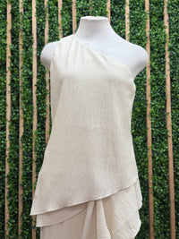 Bone One Shoulder Asymmetric Top