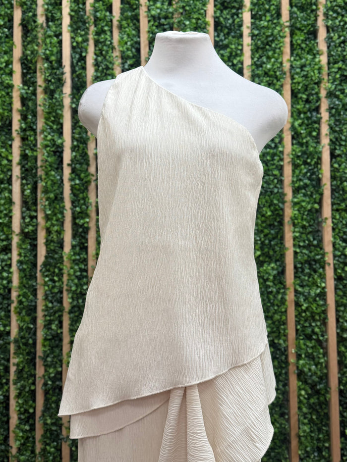 Bone One Shoulder Asymmetric Top