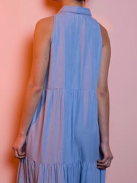Exquisite Sleeveless Tiered Denim Maxi Dress