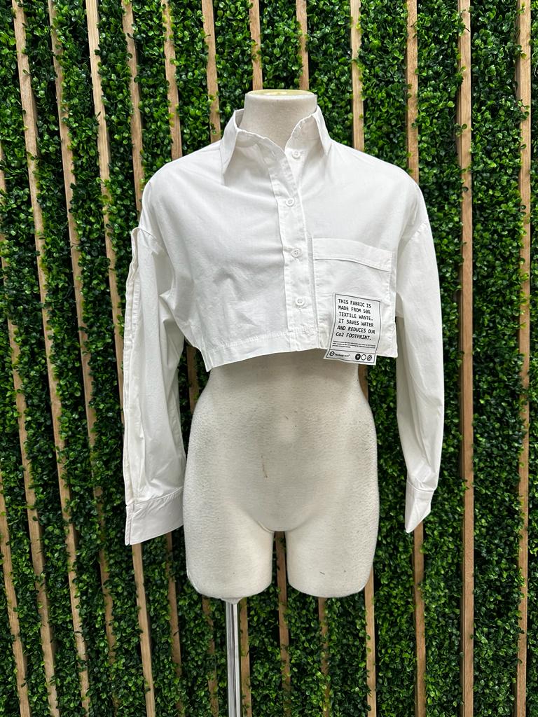 Eco Detail Crop Button Down Blouse