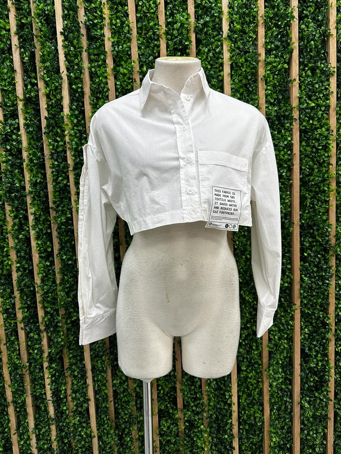 Eco Detail Crop Button Down Blouse