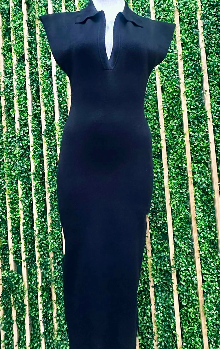 Sleek Collar Midi Dress
